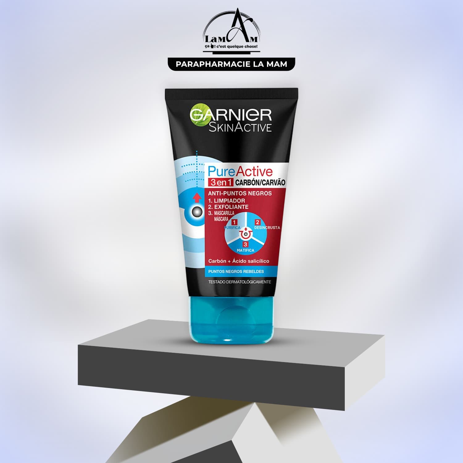 Garnier Pure Active – Masque Nettoyant 3 en 1 au Charbon